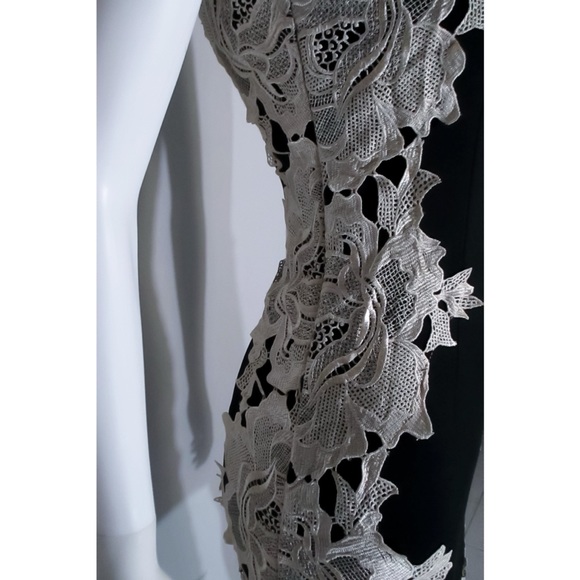 AX Paris Black Bodycon w/ Cream Lace Panel - Picture 10 of 16